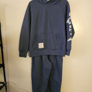 Navy Hoodie and Sweatpants Set with Graphic Sleeve